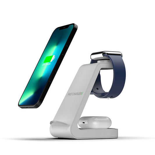 New vertical wireless charging three in one mobile phone holder for Apple 14 watch headset 15W multi in one charging