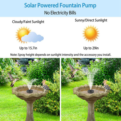 Solar Powered Fountain Pump Floating Bird Bath Pond Pump w/ LED Lights 7 Nozzles For Aquarium Garden Backyard Pond Pool Outdoor