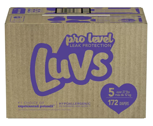 Luvs Pro Level Advanced Leak Protection Wetness Indicator Overnight Diapers - Size 5, 172 Count