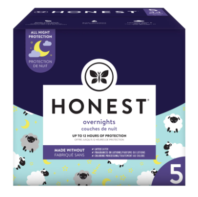 The Honest Company Overnight Baby Diapers, Sleepy Sheep, Size 5, 44 ct