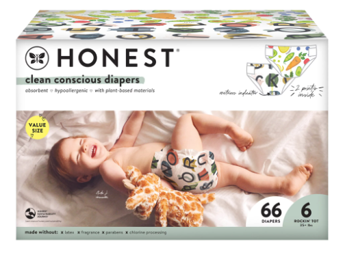The Honest Company Clean Conscious Baby Diapers, Size 6, 66 ct