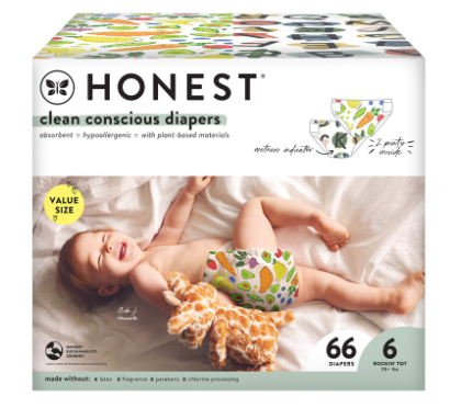 The Honest Company Clean Conscious Baby Diapers, Size 6, 66 ct