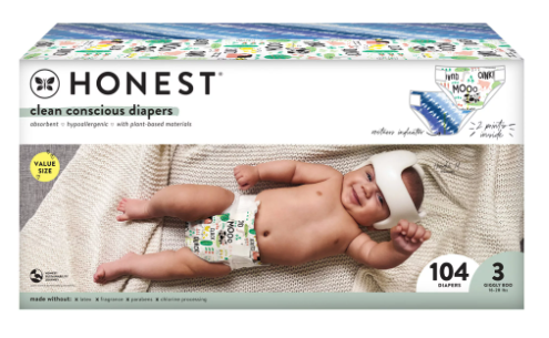 The Honest Company Clean Conscious Baby Diapers, Size 3, 104 ct