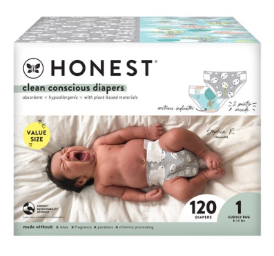 The Honest Company Clean Conscious Baby Diapers, Size 1, 120 ct