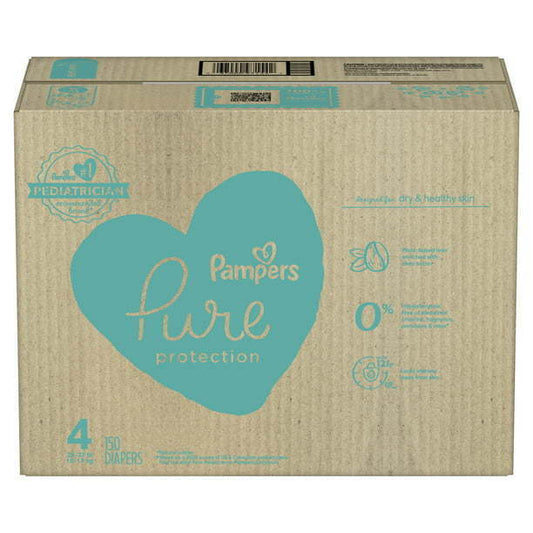 Pampers Pure Protection Natural Diapers Size 4, 150 Count