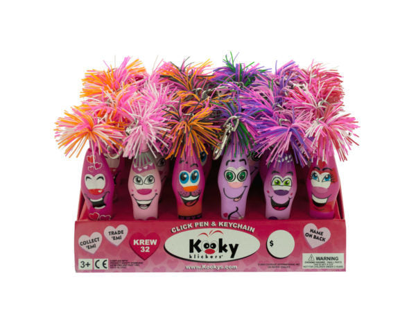 Valentine's Kooky Klicker Pen Keychain Countertop Display ( Case of 24 )