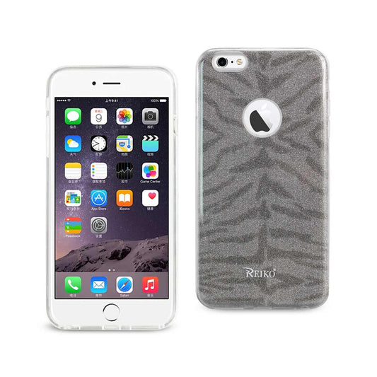 Reiko Iphone 6 Plus/ 6s Plus Shine Glitter Shimmer Tiger Stripe Hybrid Case In Gray