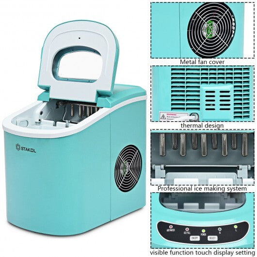 Mini Portable Compact Electric Ice Maker Machine-Green - Color: Green