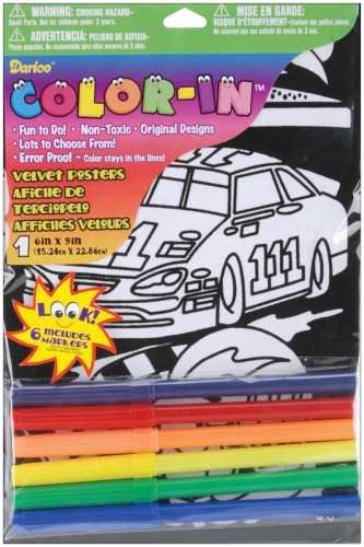 Velvet Color In Poster with markers Race Car 6 X 9 Inches