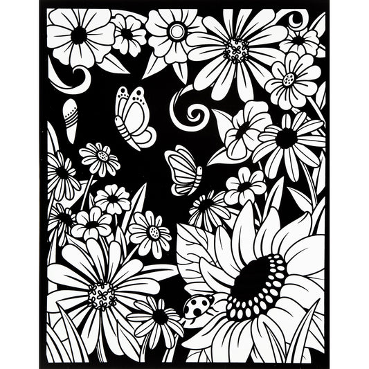 Velvet Coloring Poster with Markers Flower Garden 16 X 20 Inches