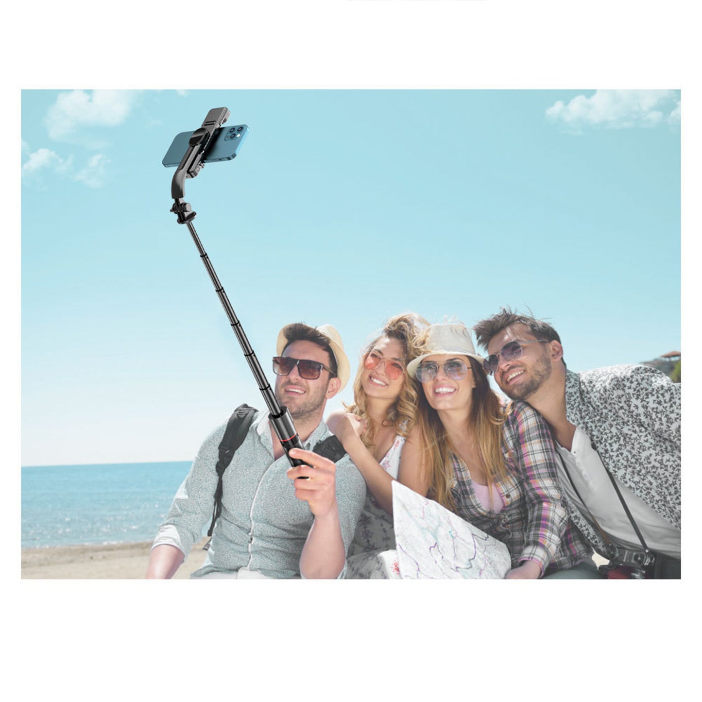 Extended Wireless Selfie Stick With Double Fill Light Adjustable Phone Holder Multifunctional Selfie Stick Cell Phone Stand Compatible For IOS Android Smart Phones L13 extended bracket black