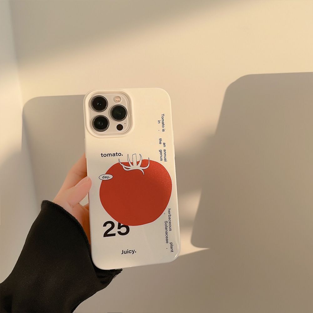 Art Style Tomato Pattern Phone Case Shockproof Protective Cover Smart Phone Case Compatible For IPhone 15 14 13 Pro Max 12 11 white big tomato 15pro