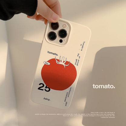 Art Style Tomato Pattern Phone Case Shockproof Protective Cover Smart Phone Case Compatible For IPhone 15 14 13 Pro Max 12 11 white big tomato 15pro