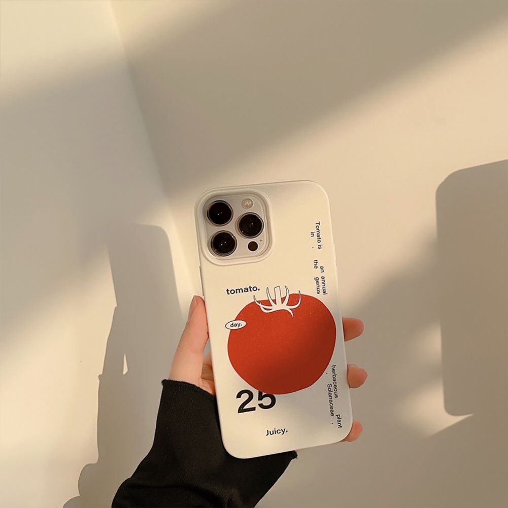 Art Style Tomato Pattern Phone Case Shockproof Protective Cover Smart Phone Case Compatible For IPhone 15 14 13 Pro Max 12 11 white big tomato 15pro