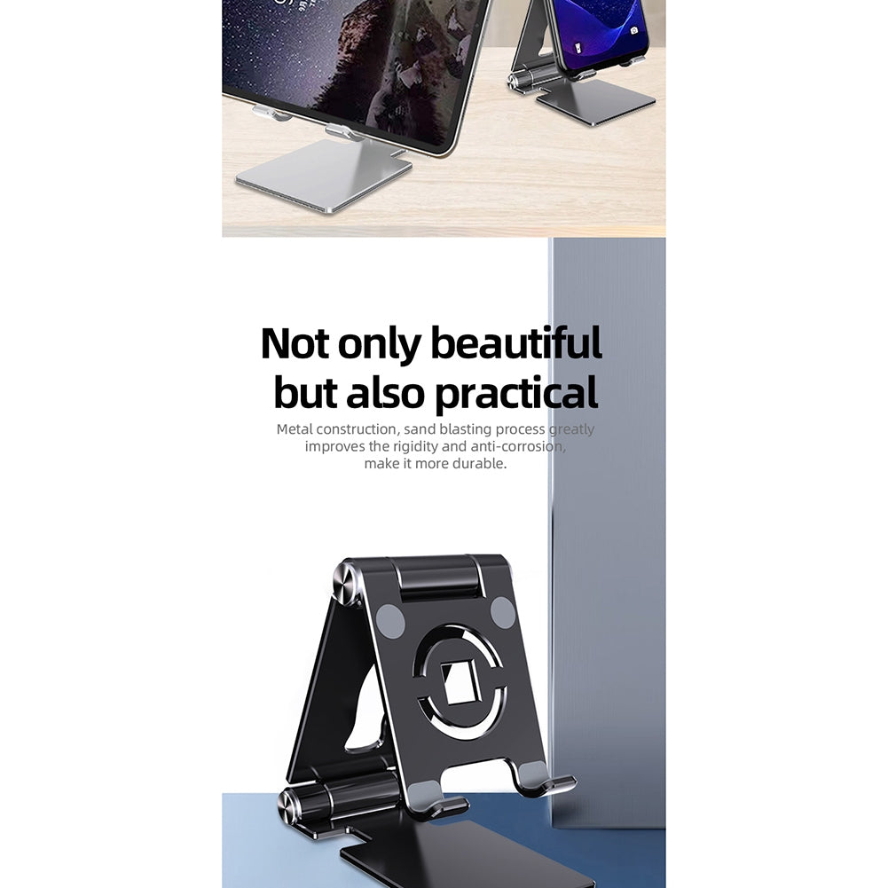 Mobile Phone Stand Foldable Portable Aluminum Alloy Desktop Phone Holder Cradle Dock Stable Tablet Bracket space black