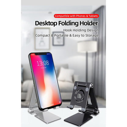 Mobile Phone Stand Foldable Portable Aluminum Alloy Desktop Phone Holder Cradle Dock Stable Tablet Bracket space black