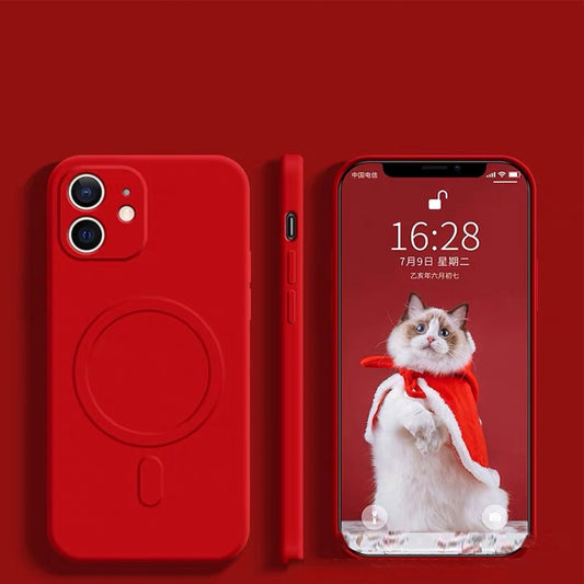 Mobile Phone Case Magnetic Fast Wireless Charging Shockproof Protective Cover Anti-fingerprint Compatible For Iphone red iPhone14