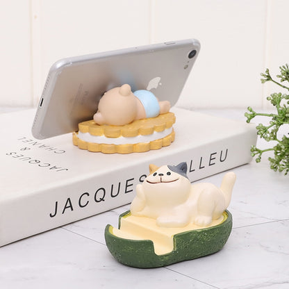 Resin  Creative  Mobile  Phone  Holder Cute Animal Image Living Room Office Home Ornaments Food blogger mobile phone holder-toast