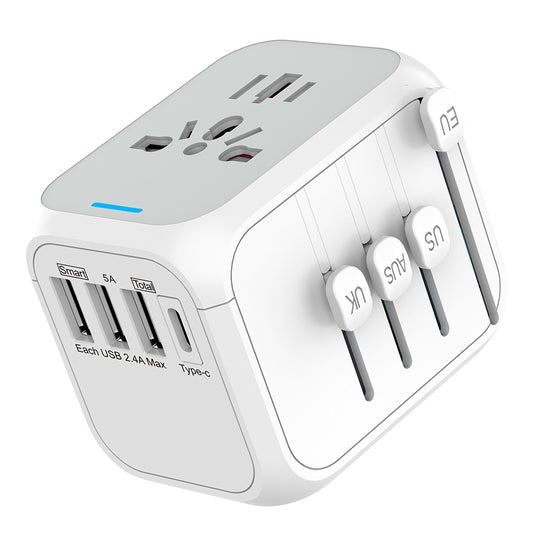 Travel Adapter Type-c Charging Port Socket 309bt Multi-functional Charging Stand for Business Travel White
