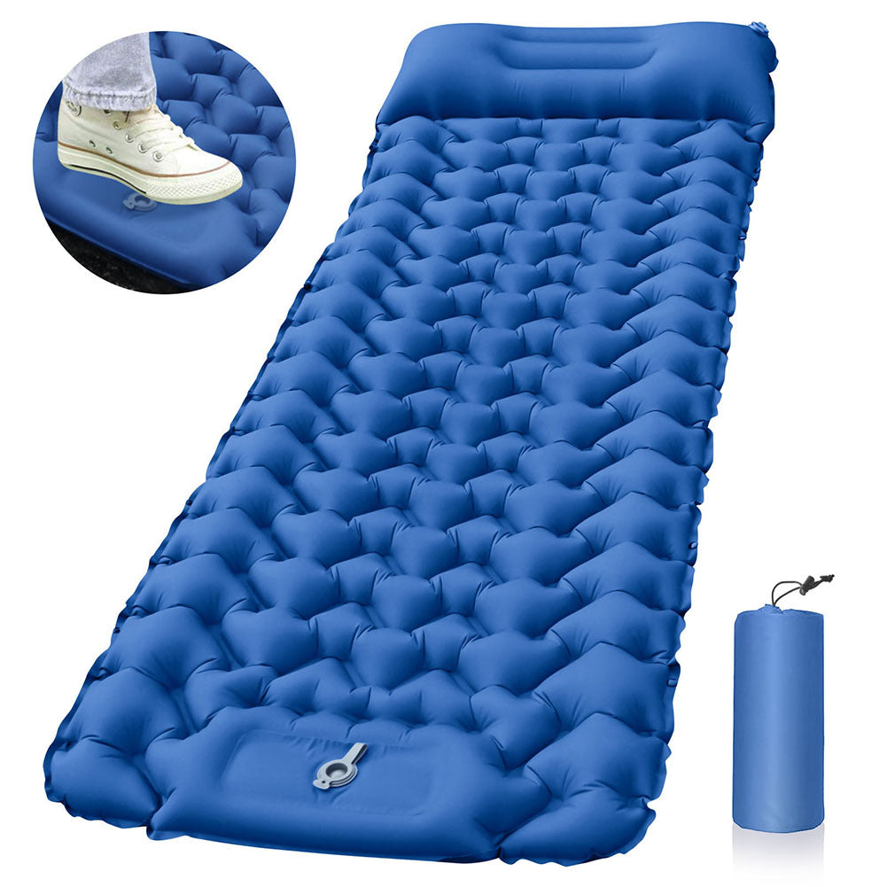 Camping Sleeping Pad Ultralight Mat With Built-in Foot Pump & Pillow Inflatable Sleeping Pads For Camping Backpacking Hiking navy blue
