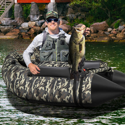 350 LBS Inflatable Fishing Float Tube with Adjustable Backrest and Backpack Straps-Camouflage - Color: Camouflage