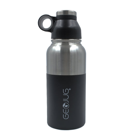 Brentwood GeoJug 40oz Stainless Steel Vacuum Insulated Water Bottle, Black