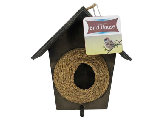 Wood and Jute Outdoor Bird House with Perch ( Case of 12 )