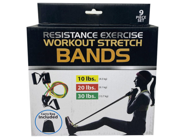 Resistance Weight Workout Stretch Bands with Attachments ( Case of 6 )