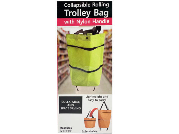 Collapsible Rolling Trolley Bag with Nylon Handle ( Case of 2 )