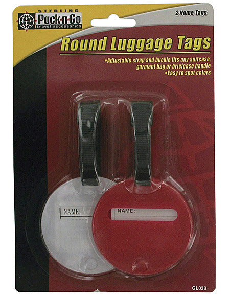 2 Pack round luggage tags ( Case of 24 )