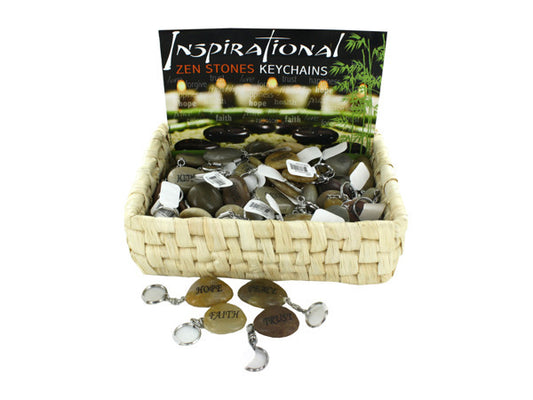 Case of 72 - Inspirational Zen Stones Key Chains Countertop Display