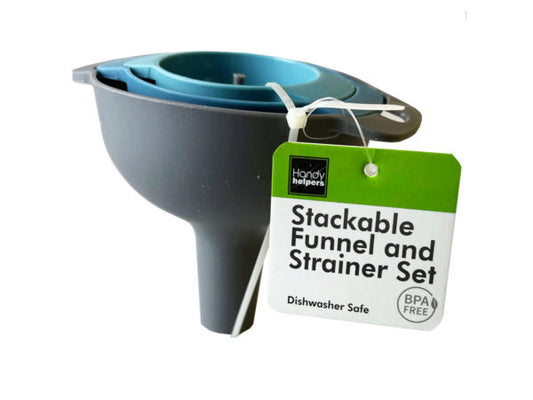 Case of 9 - Stackable Funnel and Strainer Set
