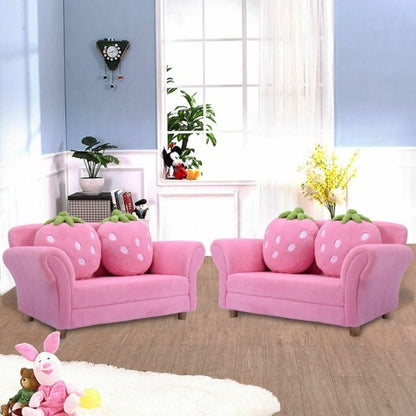 BL/PI Kids Strawberry Armrest Chair Sofa-Pink