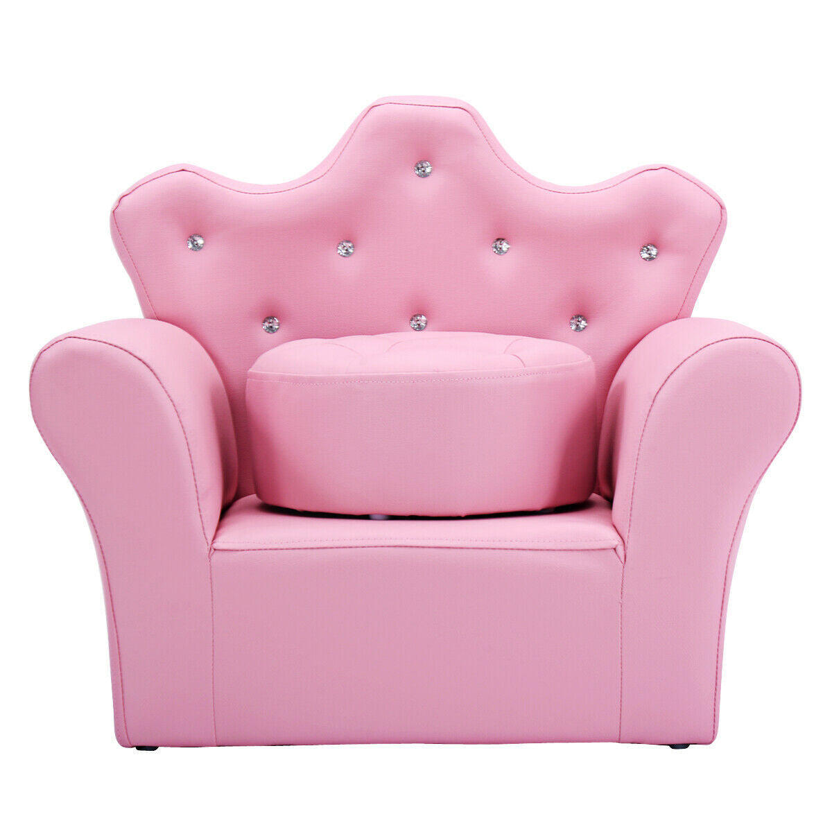 Pink Kids Sofa Armrest Couch with Ottoman-Pink - Color: Pink