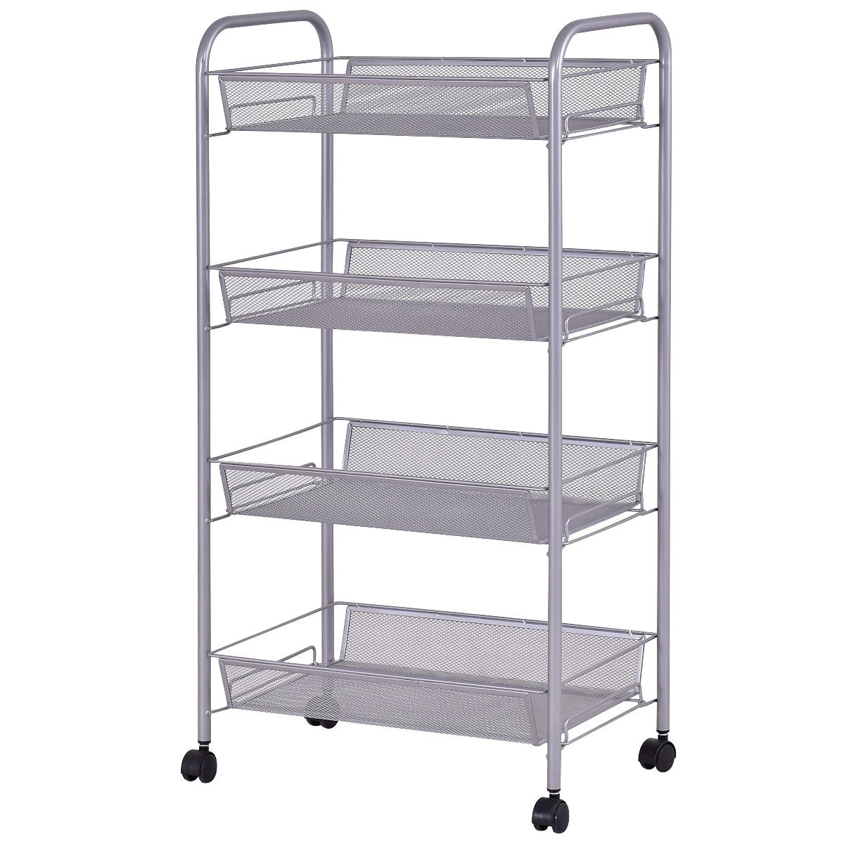 Black/Gray 4 Tier Storage Rack Trolley Cart-Black - Color: Black