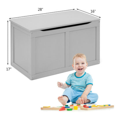 Safety Hinge Wooden Chest Organizer Toy Storage Box-Gray - Color: Gray