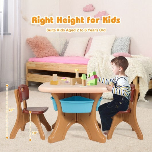 Children Kids Activity Table & Chair Set Play Furniture W/Storage-Coffee - Color: Brown