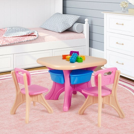 In/Outdoor 3-Piece Plastic Children Play Table & Chair Set - Color: Multicolor