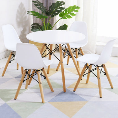 5 Pieces Kids Mid-Century Modern Table Chairs Set - Color: White