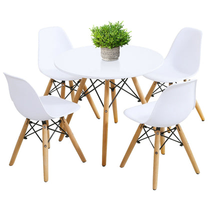 5 Pieces Kids Mid-Century Modern Table Chairs Set - Color: White