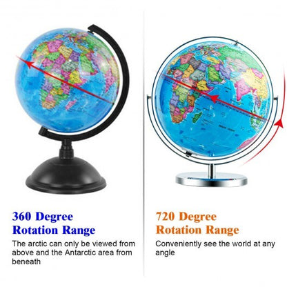 13 Inch Illuminated World Globe 720? Rotating Map with LED Light