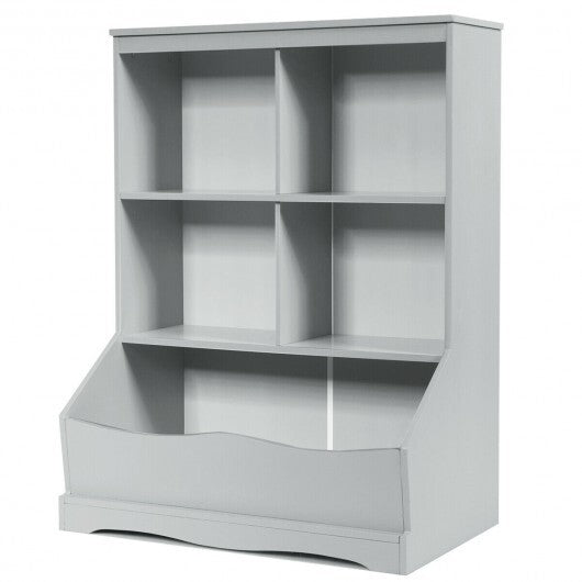 3-Tier Children's Multi-Functional Bookcase Toy Storage Bin Floor Cabinet-White