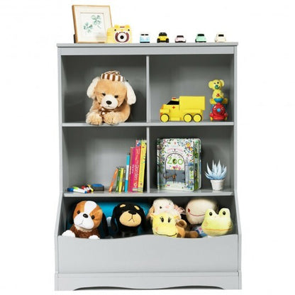 3-Tier Children's Multi-Functional Bookcase Toy Storage Bin Floor Cabinet-White