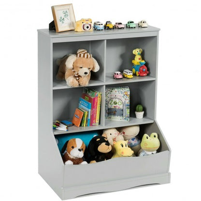 3-Tier Children's Multi-Functional Bookcase Toy Storage Bin Floor Cabinet-White