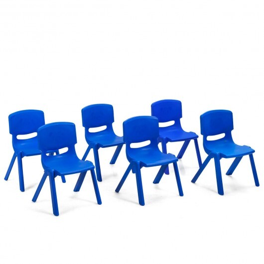 6-pack Kids Plastic Stackable Classroom Chairs-Blue - Color: Blue