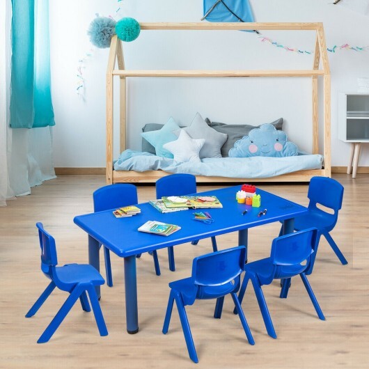 6-pack Kids Plastic Stackable Classroom Chairs-Blue - Color: Blue