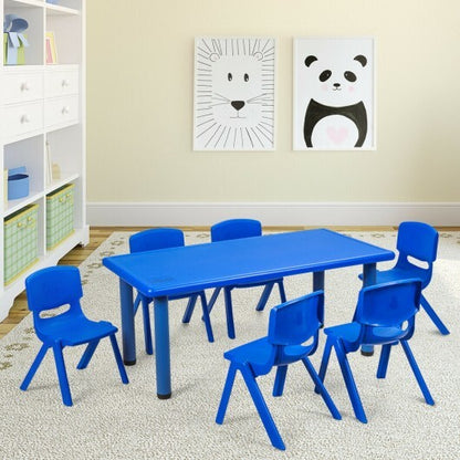 6-pack Kids Plastic Stackable Classroom Chairs-Blue - Color: Blue