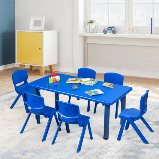 6-pack Kids Plastic Stackable Classroom Chairs-Blue - Color: Blue