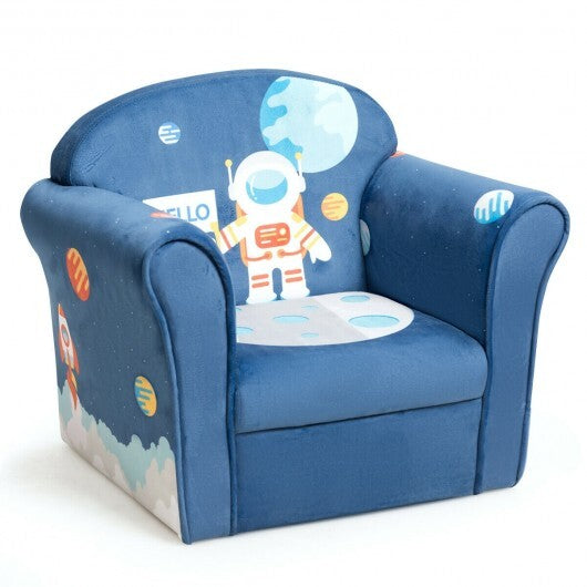 Kids Astronaut Armrest Upholstered Couch - Color: Blue