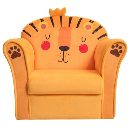 Kids Armrest Lion Upholstered Sofa - Color: Orange